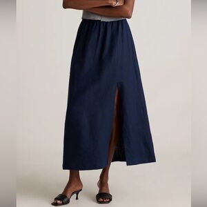NWT QUINCE 100% European linen BLUE maxi skirt size M